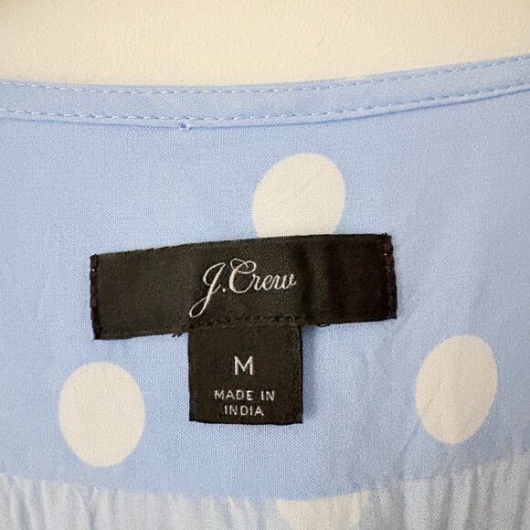 J.Crew Midi Wrap Polka Dot Dress Soft Rayon Light Blue Size Medium - Picture 6 of 7